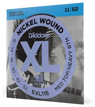 D'Addario EXL116 Medium Top/Heavy Bottom Corde x Chitarra Elettrica Nickel 11-52