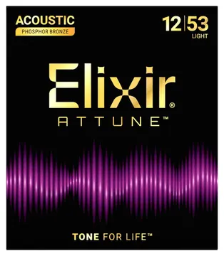 Elixir 21052 Acoustic Phosphor Bronze Attune Muta completa per chitarra acustica .12 .53 ligt