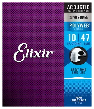 Elixir 11150 Polyweb Bronze 12string Light 010-047 Anti Rust Plain Steel. Saiten für Westerngitarren.