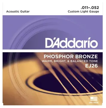 D_Addario D'addario EJ26 Phosphore Bronze Jeu Cordes Folk Custom Light 11/52