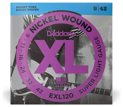 D'Addario EXL120 Super Light 9-42 Corde per Chitarra Elettrica rivestite Nickel