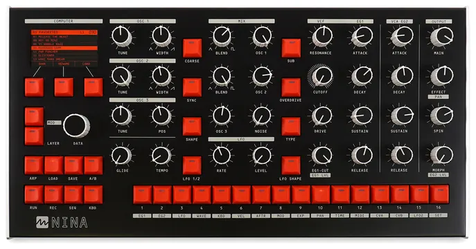 Melbourne Instruments NINA 12-Voice hybrid-Synth; desktop