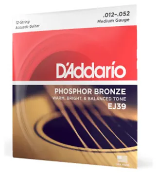Daddario D'Addario EJ39 12-52 Medium 12-String, Phosphor Bronze 12 cordas