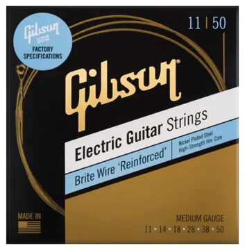 Gibson Brite Wire 'Reinforced' Electric Guitar Strings, Medium Gauge 11-50