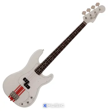 Fender 2023 Collection Made IN Japan Traditional 60S Precision Bass Olympic White With Red Competition Stripe
