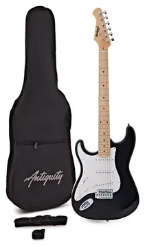 Antiquity ST1 Linkshandige Gitaar- en Versterkerpakket, Zwart