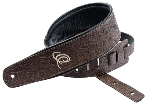 Ortega OSBY-2 Guitar Genuine Leather Strap Ledergurt (70mm), Byzantine Cocoa