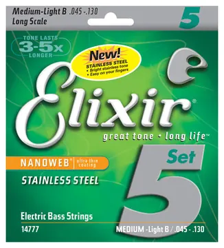 Elixir 14777 Stainless Steel 5-String Light 045-130