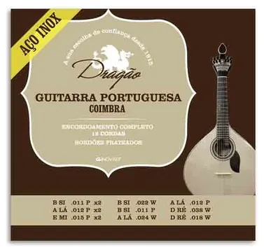 Jogo de Cordas Dragão 092 para Guitarra Portuguesa Afinação Coimbra Inox