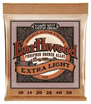 Ernie Ball Earthwood Acoustic Guitar String Set, Phosphor Bronze, Extra Light .010-.050