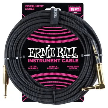 Ernie Ball 6086 Cavo Braided Black Gold Tips 5,49 m