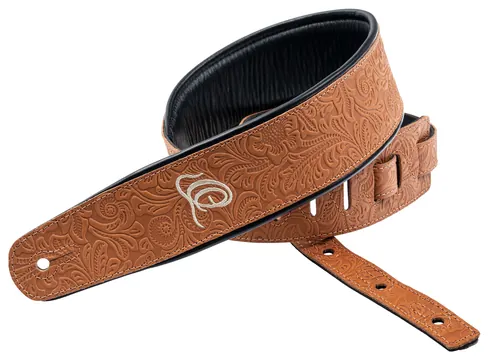 Ortega OSBY-4 Guitar Genuine Leather Strap Ledergurt (70mm), Byzantine Bourbon