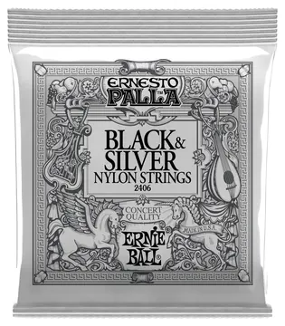 Ernie Ball 2406 Ernesto Palla Nylon Black & Silver Set, 28-48