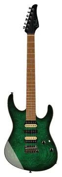 Suhr Modern Hand Picked Waterfall Burl Maple Trans Green Burst