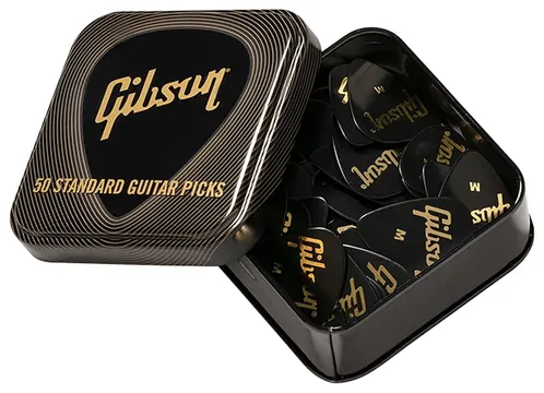 Gibson APRGG50-74M Pick Tin 50 Standard Medium Plektrum in Dose (50 Stück)