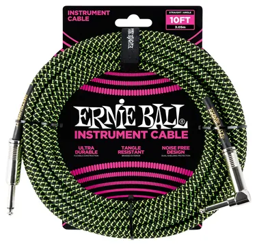 Ernie Ball - Braided BK/GN Angled/Straight