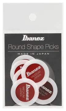 Ibanez PPA1M-WH Round Shape Pick 0,8mm Polyacetal Plektren (6Stück), weiss