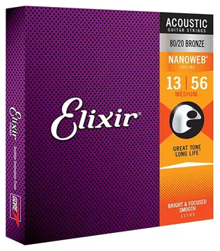 Elixir Encordoamento para Violão Elixir 11102 Nanoweb 80/20 Bronze Medium .013 - .056