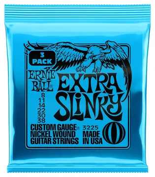 Ernie Ball 3225 3D Slinky Extra 008-038 Pack Nickel plated Steel. Saiten für E-Gitarre (3Sätze)