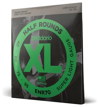 D'Addario ENR70 Half Round Bass Guitar Strings, Super Light, 40-95, Long Scale
