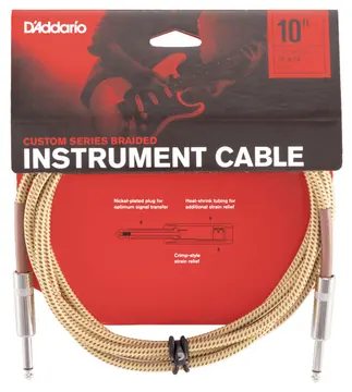 D'Addario PW-BG-10TW Cavo audio intrecciato x chitarra Jack Mono 6.3 Lung.3.05mt