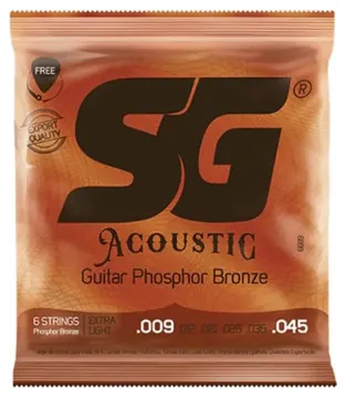 SG Strings Encordoamento Violão Aço 009/045 Light Fosforo Bronze SG 6689