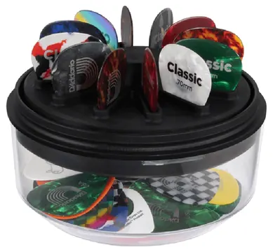 D'addario PW-PH360-01 Porta plettri girevole da tavolo per 12 plettri da chitarra e basso 360° rotativo