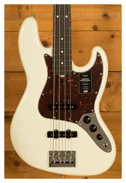 Fender American Professional Jazz Bass Guitar in Olympic White, Rosewood Fingerboard