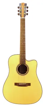 Effedot D-2-28G-CEQ Chitarra Acustica Dreadnought Amplificata Finitura Lucida Fasce E Fondo IN Palissandro Manico IN Mogano Pre Fishman Colore Natural