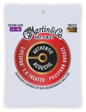 Martin Authentic Acoustic Lifespan® 2.0 Westerngitarre Phosphor Bronze Saitensatz - Custom Light 11-52