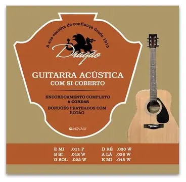 Jogo de Cordas Dragão 021 para Guitarra Clássica Aço Superior Si Bordão Botão