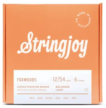 Stringjoy Foxwoods Light Gauge (12-54) Coated Phosphor Bronze Acoustic Guitar Strings