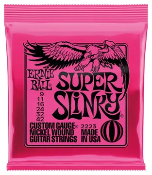 Encordoamento Ernie Ball p/ Guitarra 009 Super Slinky 2223