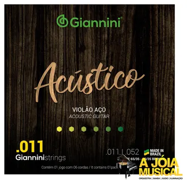 Giannini Encordoamento Giannini Acústico 0.11 Violão Aço