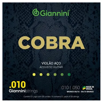 Giannini Encordoamento Para Violão Giannini Cobra Bronze 85/15 Geefle .010 .050