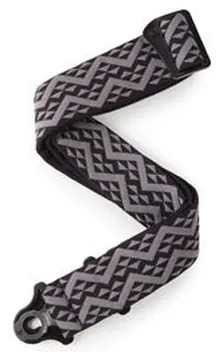 D'Addario Auto Lock Guitar Strap, Black Padded Geometric