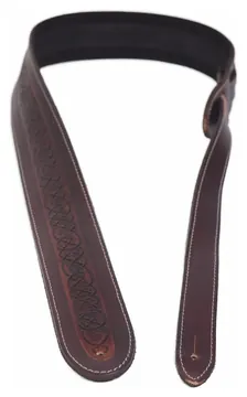 Levin 2" Celtic Revival Embossed Leather Guitar Strap LS-G-CRL-200-BROWN