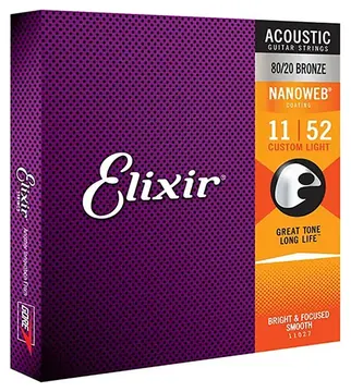 Elixir Encordoamento Para Violão .011 Custom Light Bronze Nanoweb 11027 Elixir