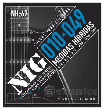 NIG Encordoamento NIG Guitarra NH67 HIBRIDA 010-049 Corda 1 MI extra+ PALHETA