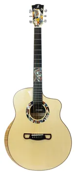 Merida Chance Westerngitarre – Grand-Jumbo-Cutaway, Fichte massiv, Boden und Zargen aus geflammtem Ahorn mit Gig Bag