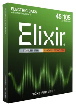 Elixir 14677 Bass Nanoweb Stainless Steel Medium 45-105
