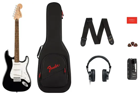 Fender Squier Affinity Strat Black Mustang Micro Pack