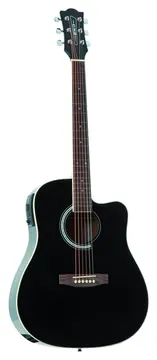 Eko Ranger CW EQ Black Chitarra Acustica Pre-Amp Equalizzata, Colore Nero