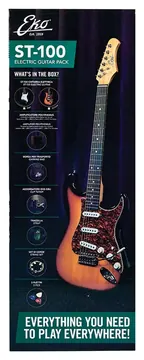 Eko ST-100 PACK BK BLACK Chitarra Elettrica Nera 22T+ Amp 3W con BT + Accessori