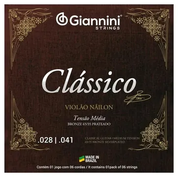 Giannini Encordoamento Para Violão Nylon Média Série Clássico Giannini GENWPM