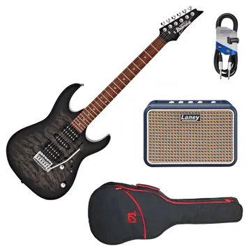 Ibanez GRX70QA Electric Guitar Kit | Transparent Black Burst