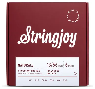 Stringjoy Naturals Medium Gauge (13-56) Phosphor Bronze Acoustic Guitar Strings
