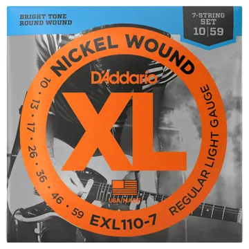 D'Addario EXL110-7 Reg Light 7 Electric Guitar String Nickel Wound