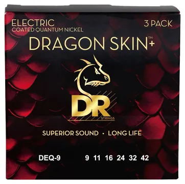 DR Strings DEQ-9-3PK Qantum Nickel light 009-042 Saiten für E-Gitarre, beschichtet (3 Pack)