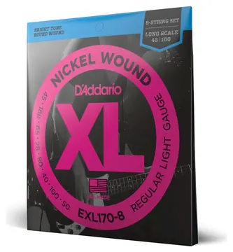 D"Addario EXL170-8 Nickel Wound 8-String Bass Light 32-130 Long Scale